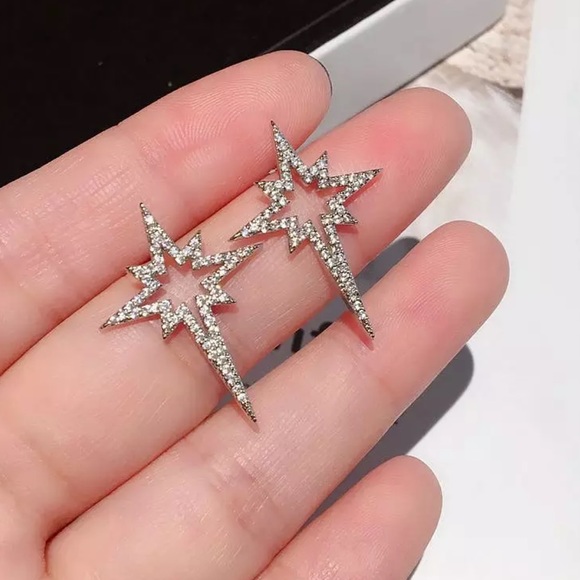 My Added Sparkle Jewelry - CZ Crystal Star Burst Earrings
